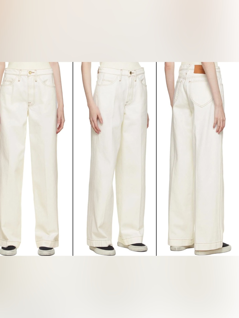 FRAME Le Italien Wide Leg Cream Jeans Size 29